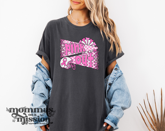 pink out breast cancer flags