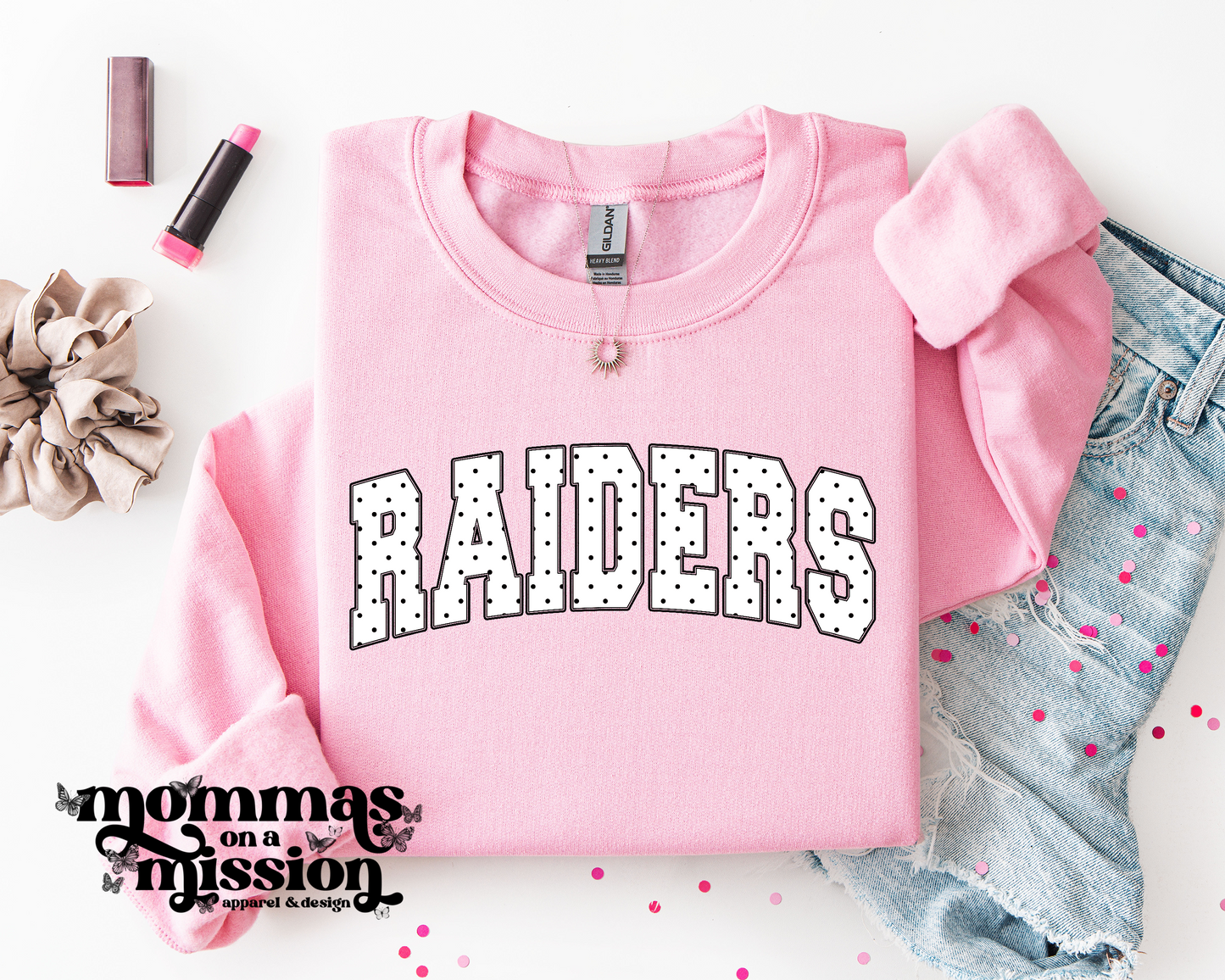 raiders black & white polka dots