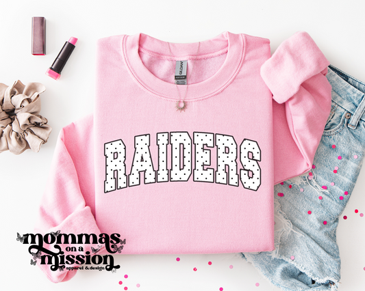 raiders black & white polka dots