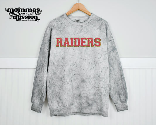 raiders in red faux chenille