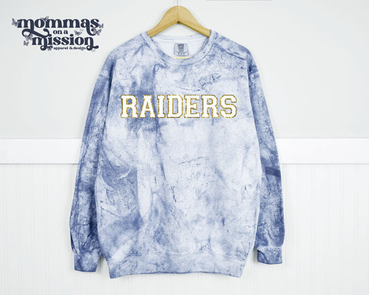 raiders in white faux chenille