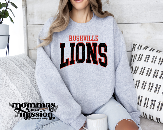 rushville lions warped text