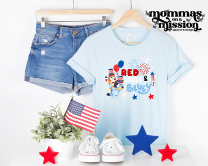 red white and bluey