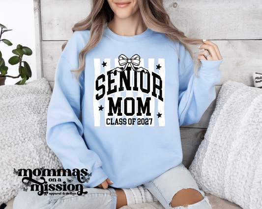 senior mom 2027 stripes and bow