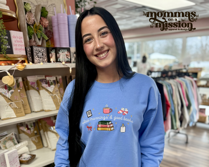 slow mornings & good books - embroidered sweatshirt