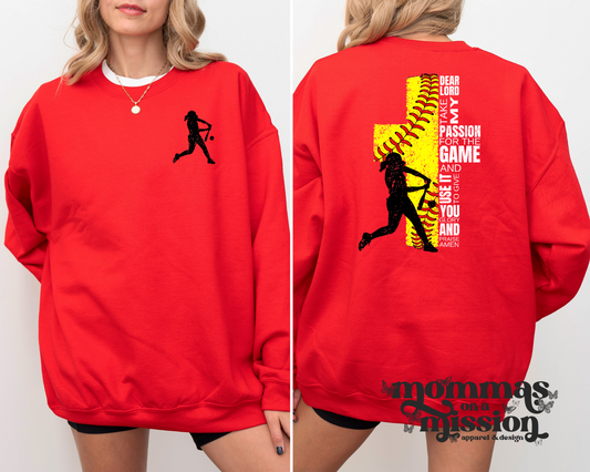 dear lord - softball season front/back (youth)