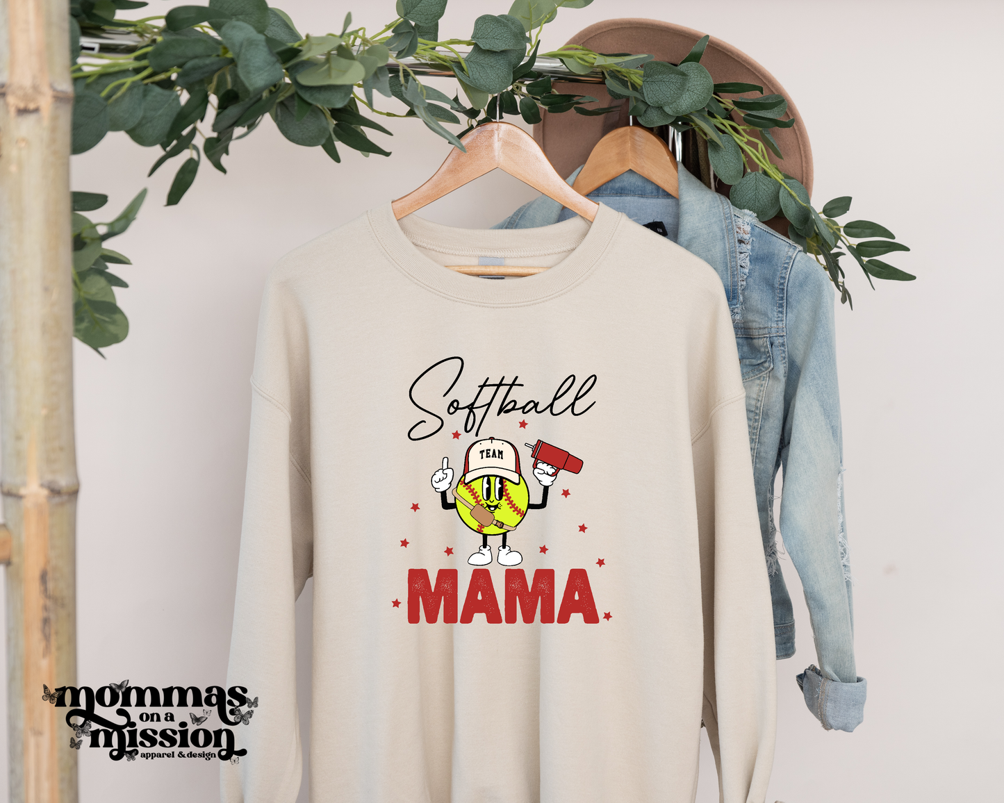 softball mama with team name in hat - custom