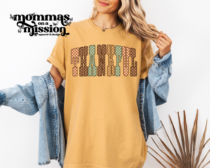thankful checkered letters