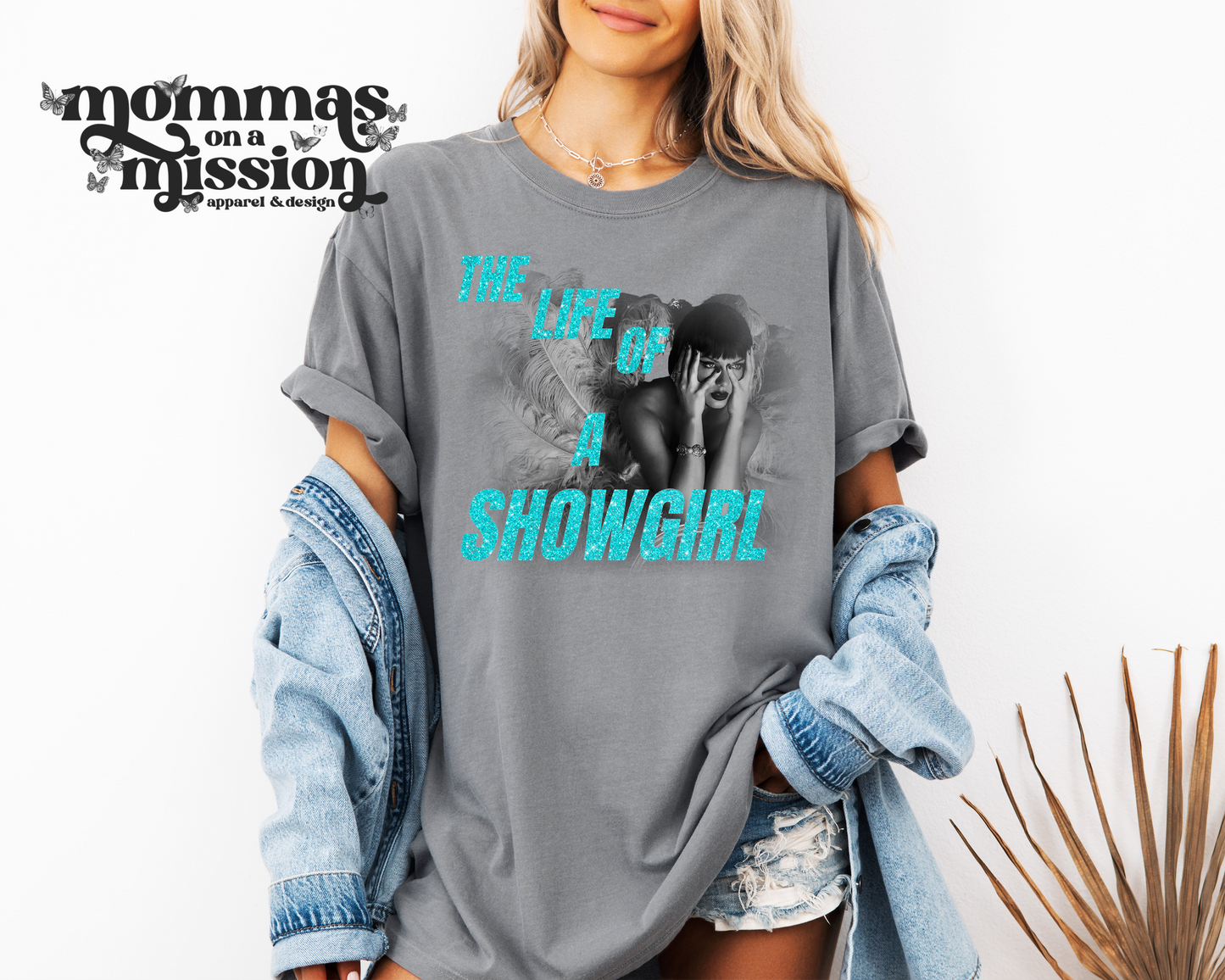 the life of a showgirl with taylor in aqua glitter