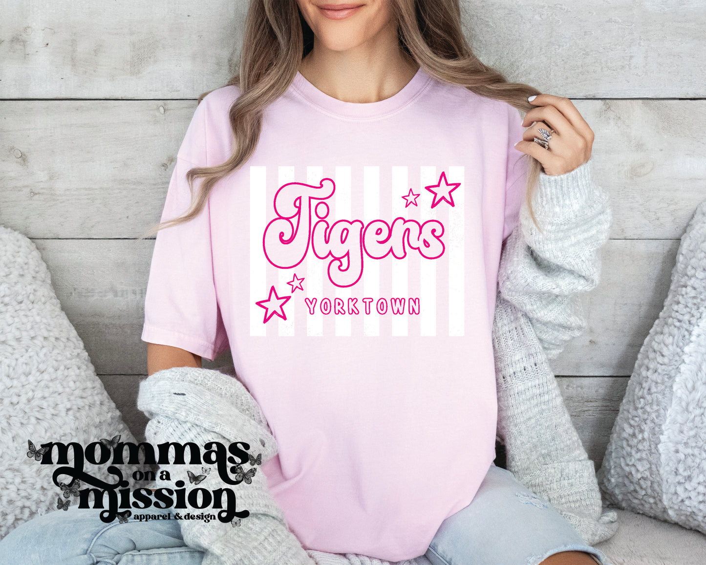 yorktown tigers pink preppy stripes (youth)