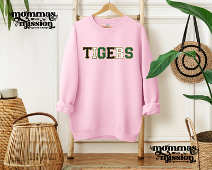 tigers in black, green and white faux chenille