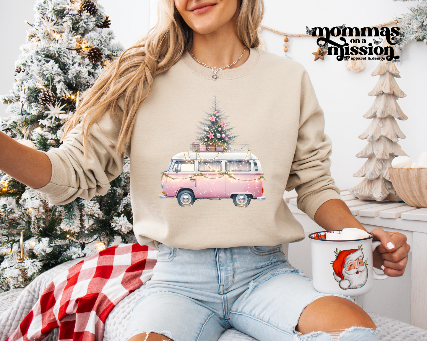 vintage vw pink christmas