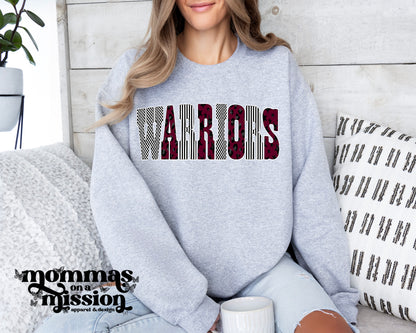 warriors retro patterned letters