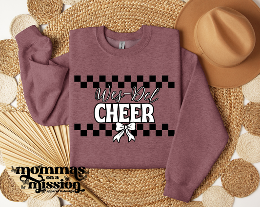 wes-del cheer checkered bow - wes-del cheer boosters