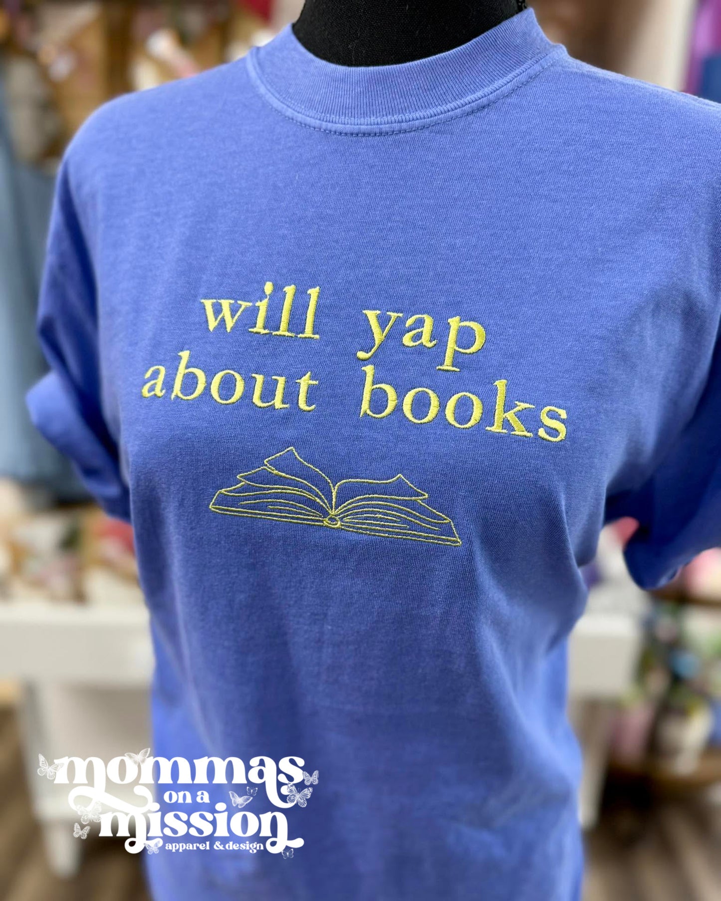 will yap about books - embroidered shirt