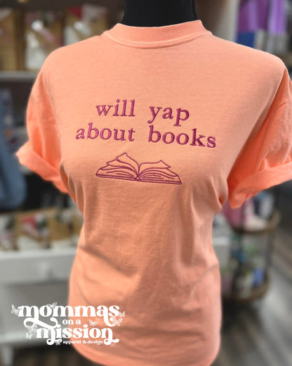 will yap about books - embroidered shirt