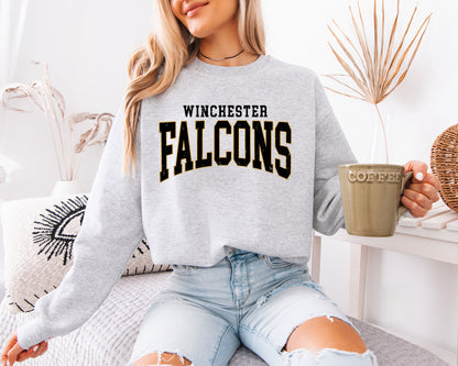 winchester falcons warped text