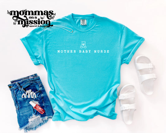 mother baby nurse with teddy bear