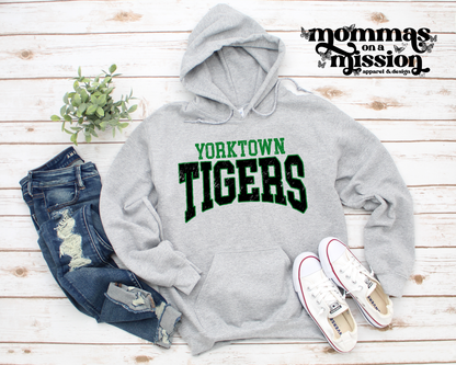 yorktown tigers warped text (youth)