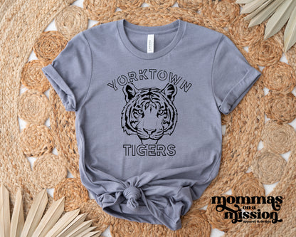 outline retro yorktown tigers with tiger face